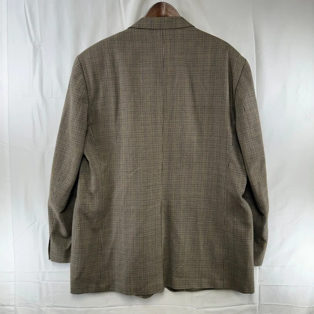 Lauren Ralph‎ Lauren Sport Coat Mens 48L Brown Houndstooth 100% Wool Blazer